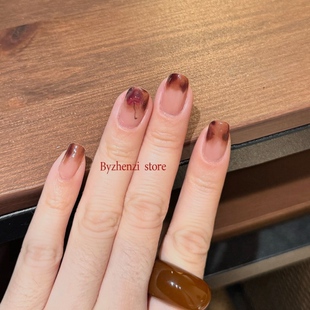 BYZHENZI STORE【小姨妈】美甲贴秋冬琥珀玳瑁樱桃显白持久美甲贴