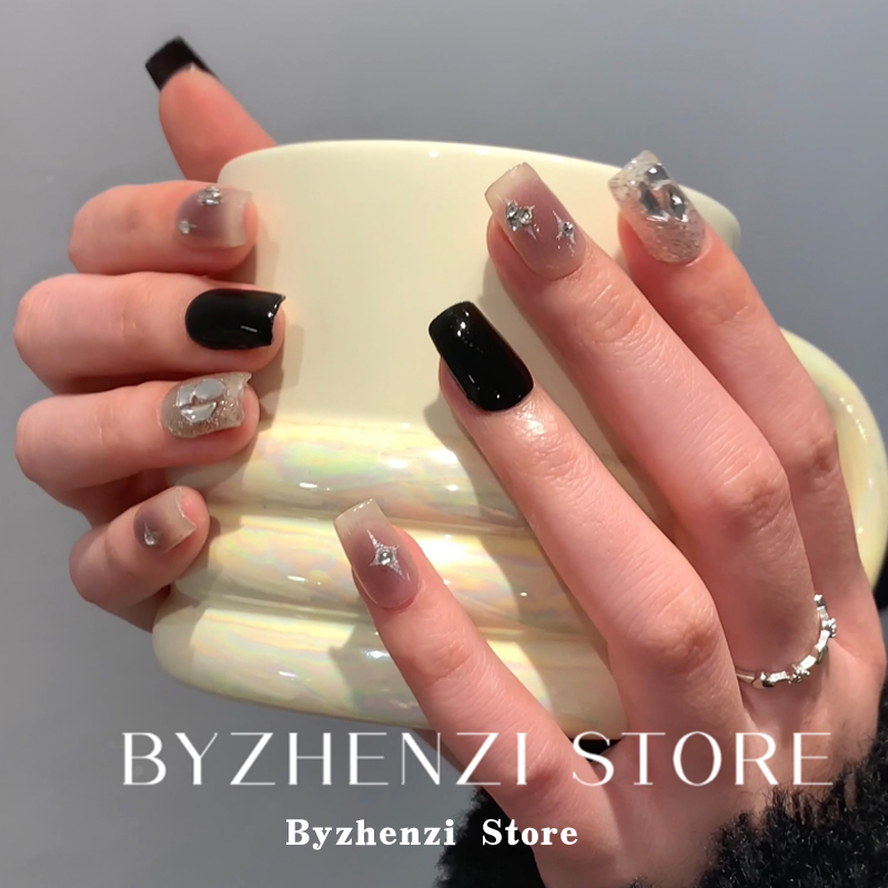 BYZHENZI STORE【黑夜骑士】酷飒甜拽辣妹超显白美甲贴甲油膜