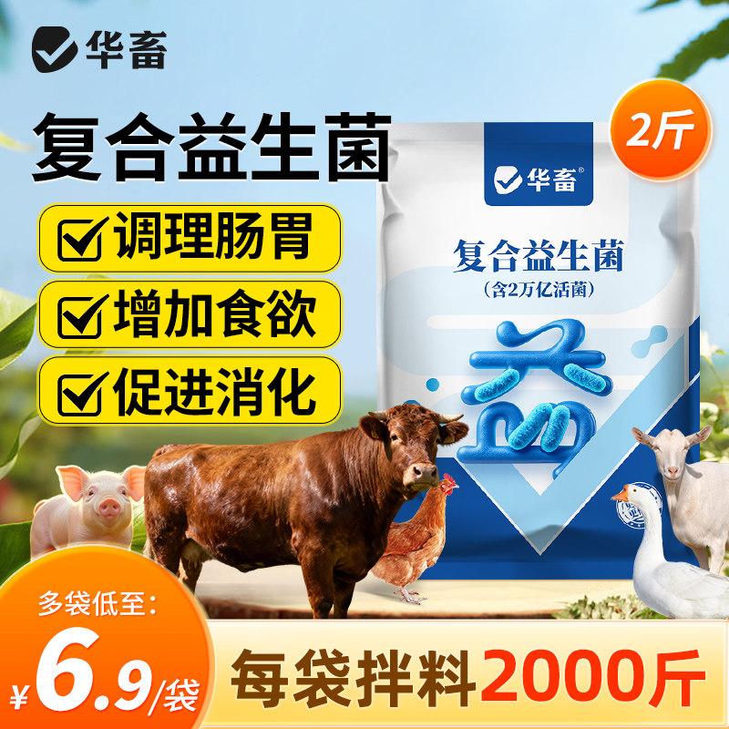华畜活性复合益生菌兽用猪牛羊鸡鸭鹅养殖用调节肠道促消化益生素