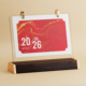 新年2026年商务亚克力木质台历高档翻页文艺桌面摆件简约高级感办公室文创年历logo