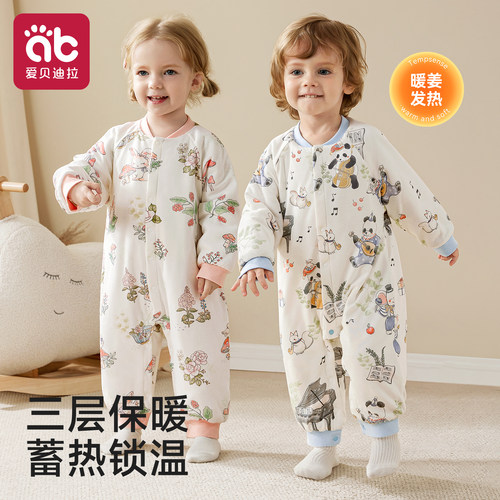 婴儿睡袋冬季宝宝厚夹棉连体衣服