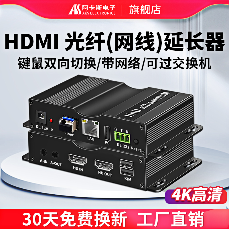 阿卡斯网线光纤传输器双向4K高清