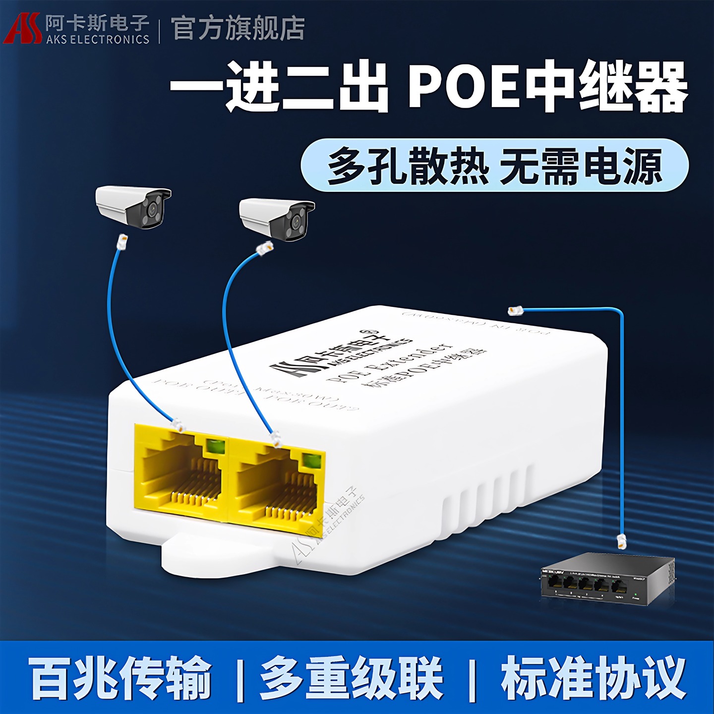 标准POE中继器一分二百兆