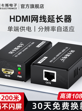 高清HDMI网线延长器网络转RJ45信号放大增强器传输器60米120米200米KVM音视频1080P可过交换机4K无损