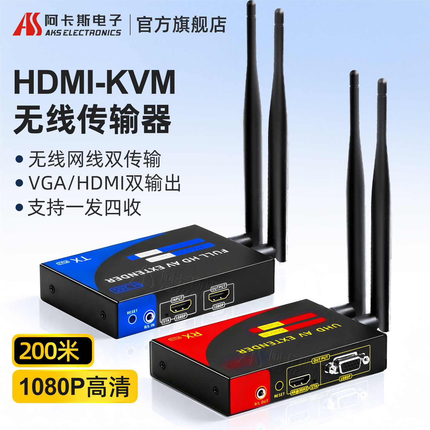 阿卡斯HDMI-KVM无线投屏传输器图片