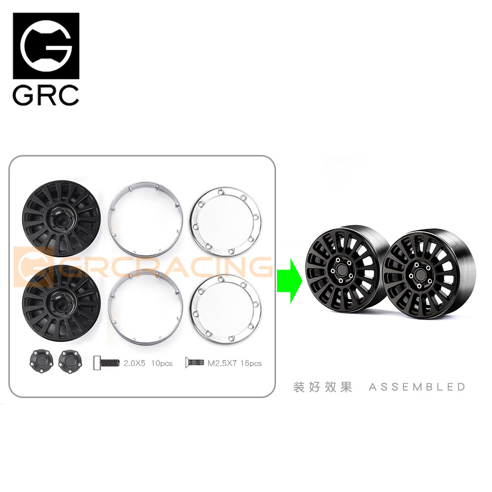 GRC 1.9인치 금속 휠 G138US G15 시뮬레이션 등산 자동차 타이어 휠 TRX4 KM 탱크 300