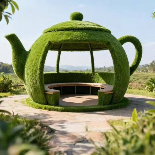 马年拍马屁场景布置成品装饰仿真绿雕工艺品订制商场网红打卡