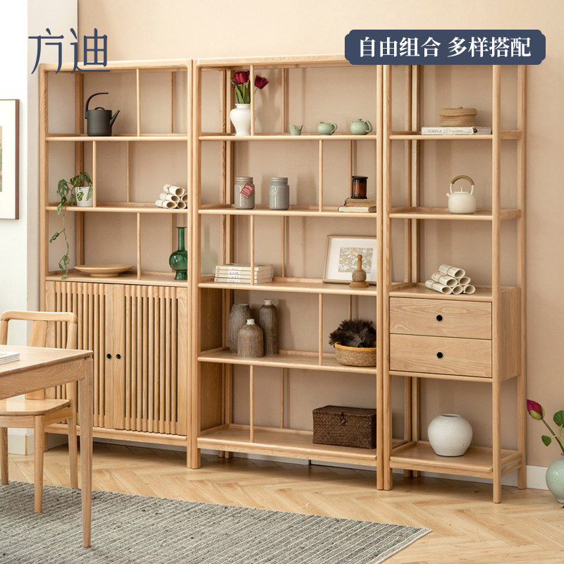 方迪全实木博古架客厅简约书柜展示书柜新中式隔断多宝阁置物架怎么看?