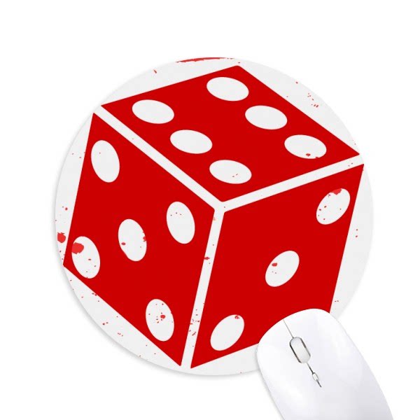 赌场红色骰子插画纹样圆形游戏办公防滑橡胶鼠标垫礼物