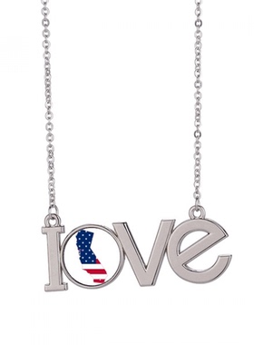 加利福尼亚州美国国旗 爱LOVE项链吊坠珠宝饰品