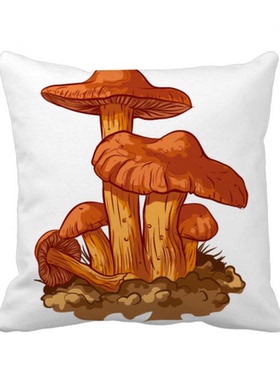 可爱橙色蘑菇生物插画 方形抱枕靠枕沙发靠垫礼物