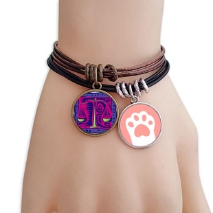 天秤座墨西哥文化版画黑棕手链对饰品猫咪礼物礼品