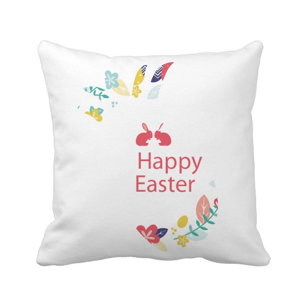 复活节快乐信仰节日树叶花朵 菠萝方形抱枕靠枕沙发靠垫含芯礼物