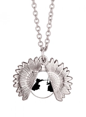 日本传统剑道剪影 向日葵项链吊坠时尚饰品