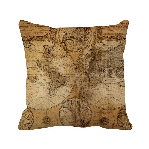 世界地图纹理花纹背景 方形抱枕靠枕沙发靠垫双面含芯礼物