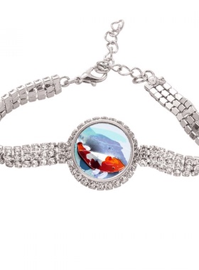 水彩风格红白日本锦鲤 手链手镯镶嵌钻首饰饰品礼物