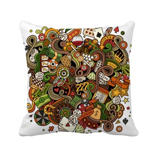 赌场酒吧游戏骰子图案 方形抱枕靠枕沙发靠垫双面含芯礼物