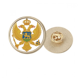 黑山共和国欧洲国徽 金色金属饰钉胸针徽章