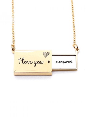 手写英文名个性私人订制Margaret 信封抽屉爱项链吊坠饰品