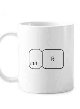 键盘符号ctrl R 陶瓷杯白色马克杯牛奶杯水杯