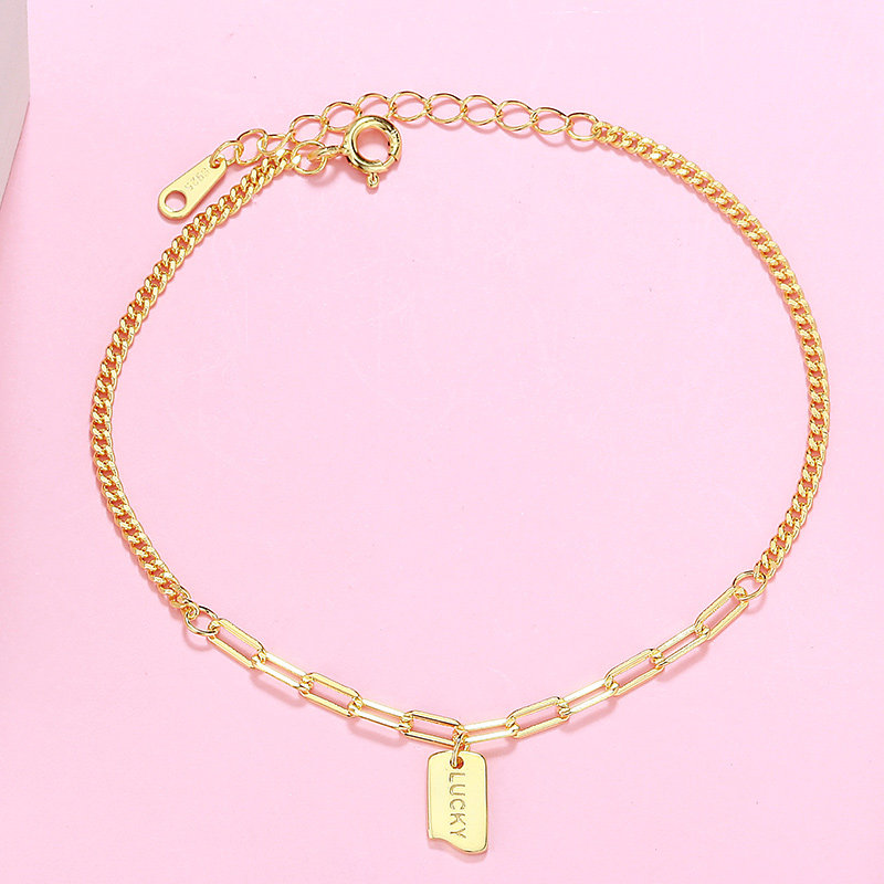 诗美洛 925银手链生日礼物学生情侣手饰韩版简约饰品个性森系