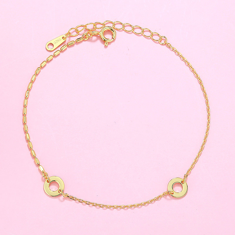 诗美洛  双环925银手链学生韩版饰品森系清新百搭手饰礼物