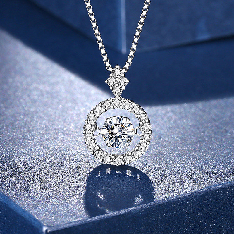 诗美洛时光飞轮正品莫桑石纯银项链女2020新款小众设计简约锁骨链