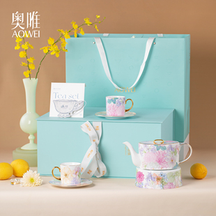 景德镇奥唯满庭芳系列下午茶咖啡具套装 茶壶蜡烛加热温茶炉底座