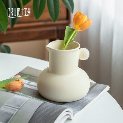 法式奶壶陶瓷花瓶客厅餐桌插花