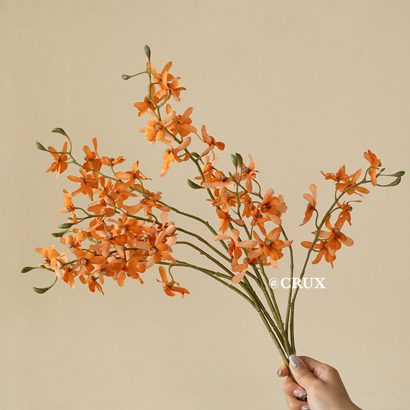 兰花粉色橘色室内软装婚庆花艺
