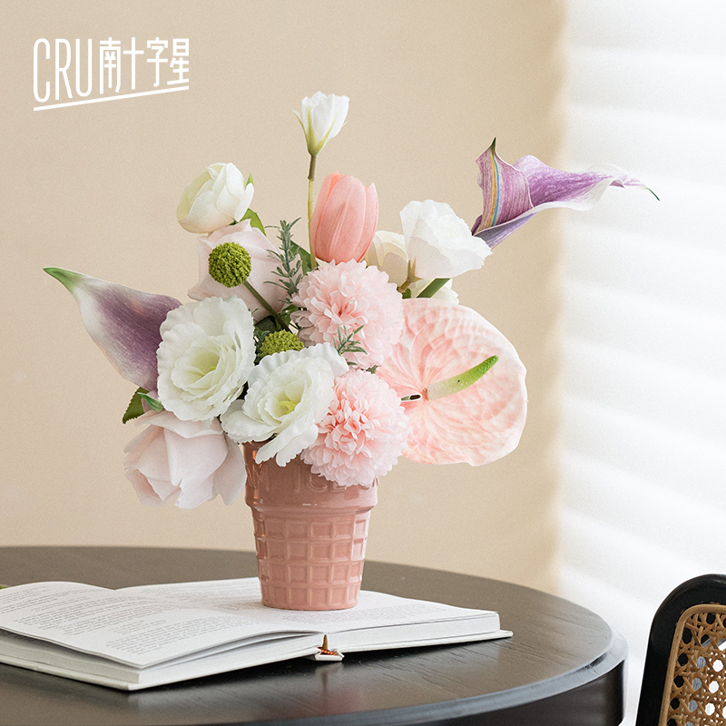 ins奶油风冰淇淋花束仿真花摆件