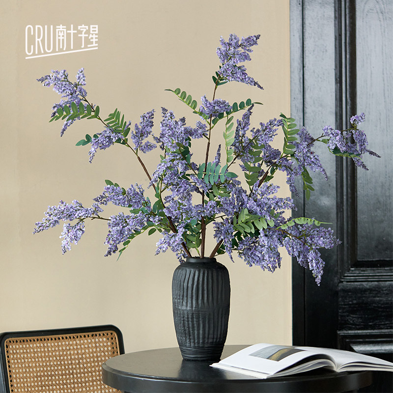 轻奢高端槐蕊假花紫色彷真花摆设洋槐花客厅餐桌插花装饰绿植摆件