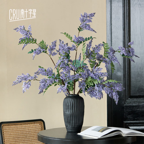 轻奢高端槐蕊假花紫色彷真花摆设洋槐花客厅餐桌插花装饰绿植摆件