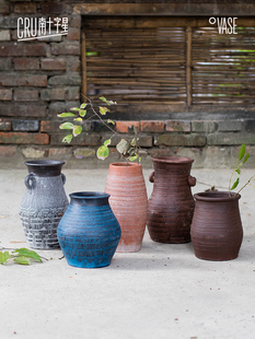 采购产品粗陶罐，古色古香的陶器花盆，陶瓷花瓶，瓦比萨比风格装
