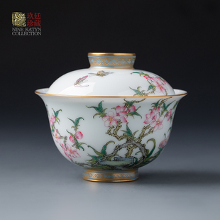 千静堂手绘二才泡茶盖碗 景德镇功夫茶杯器高档纯手工珐琅彩茶具