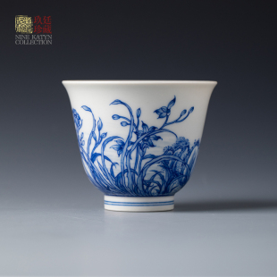 景德镇陶瓷茶杯主人杯单杯茶具白瓷青花瓷个人专用杯梅兰竹菊套装