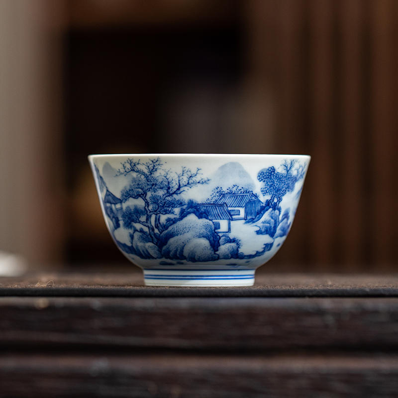 玖廷手工手绘山水陶瓷主人杯单杯