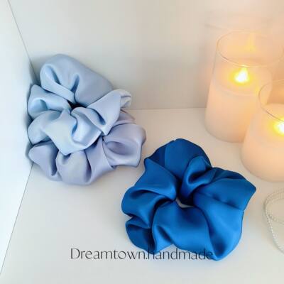 Dreamtown/蓝色冰川独立手作发圈清冷气质白领氛围高级感韩风发饰