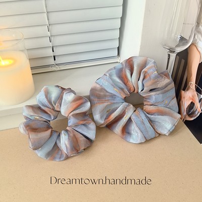 Dreamtown/焦糖海盐原创独立手作发圈优雅气质烫金暗花大肠发饰