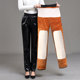 高腰大码 2025年秋冬新款 妈妈裤 宽松直筒长裤 加绒加厚中老年 女皮裤