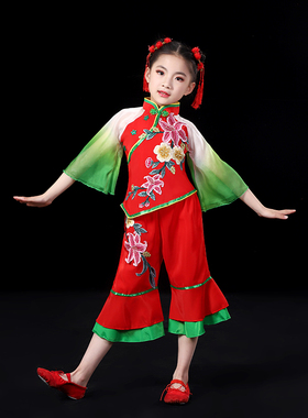 新款六一儿童秧歌舞蹈表演服样样红幼儿园少儿喜庆开门红演出服
