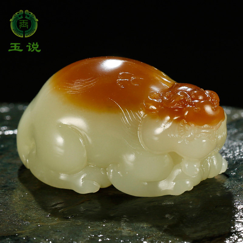 玉说和田玉貔貅吊坠男款玉坠糖青白仿古瑞兽皮休鸿运当头玉石挂件