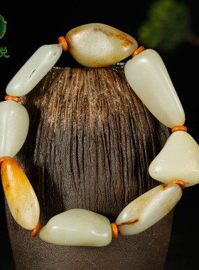 和田玉手链男款洒金皮