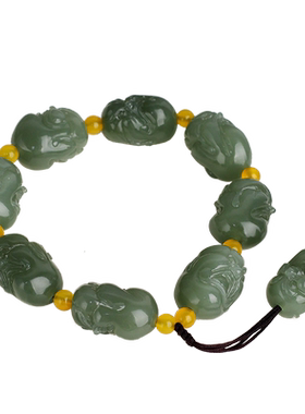 和田玉油青十八罗汉手串男款