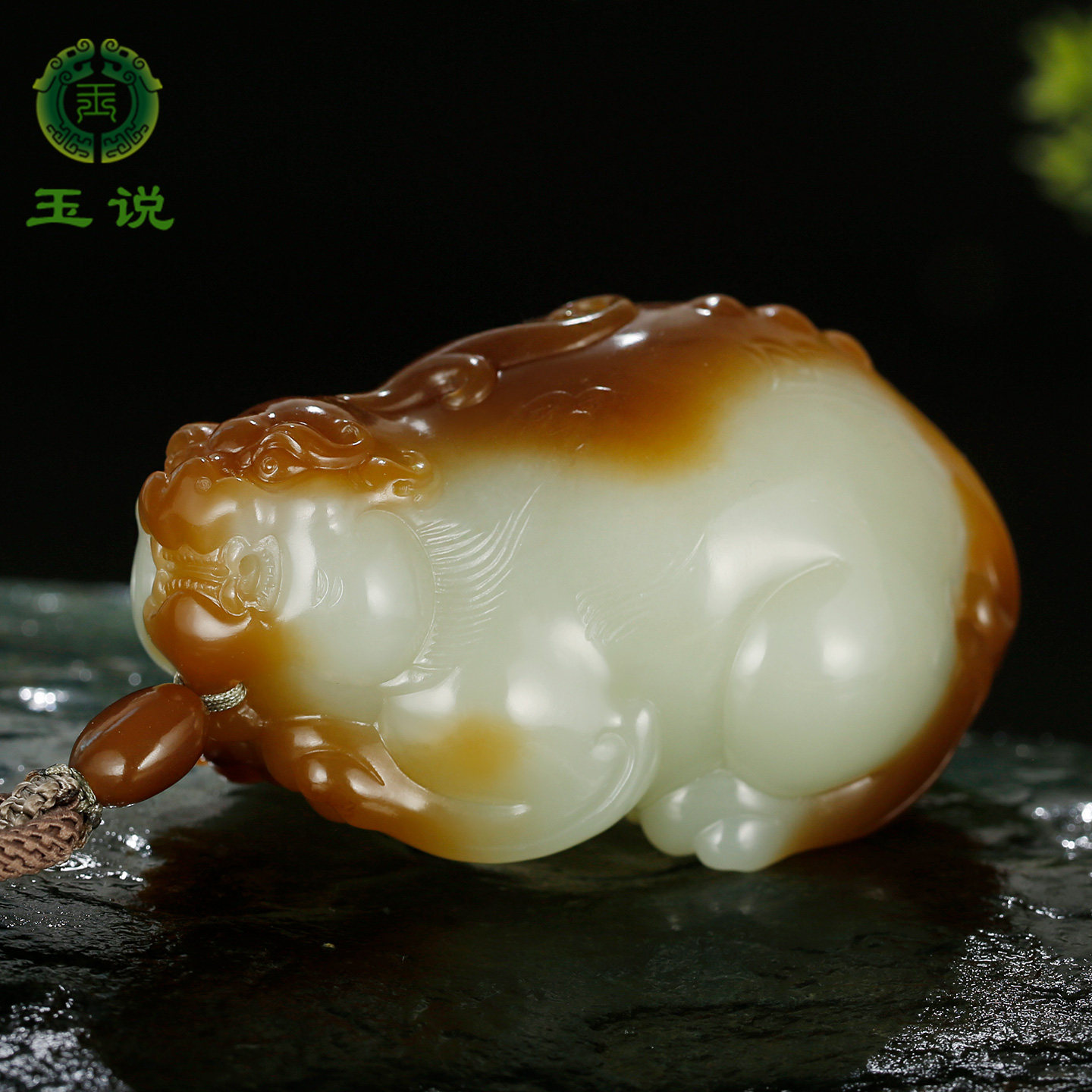 玉说和田玉貔貅手把件男款糖白俏色仿古瑞兽皮休鸿运高照玉把玩件