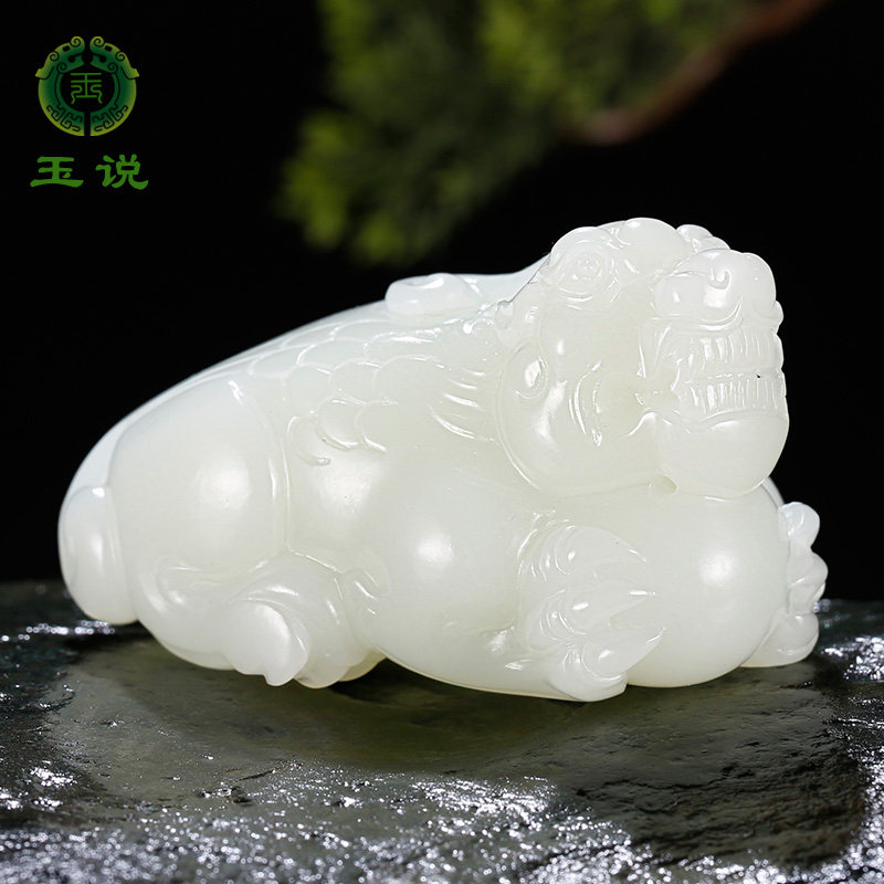 和田玉貔貅手把件男款羊脂玉