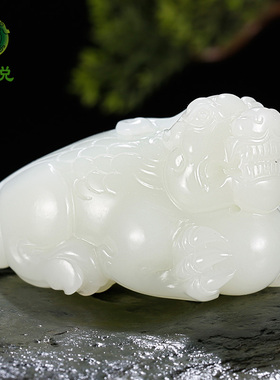 和田玉貔貅手把件男款羊脂玉