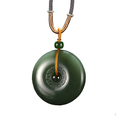 和田玉油青平安扣吊坠怀古玉器