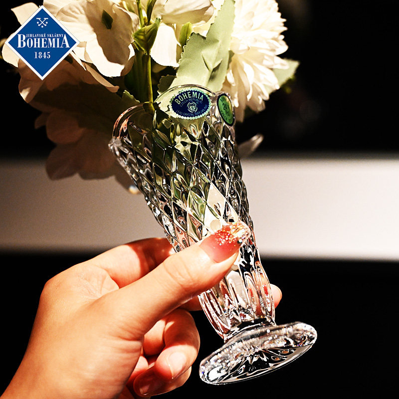 捷克进口水晶玻璃餐桌花瓶摆件