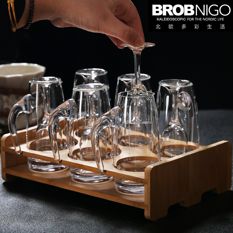 水晶烈酒杯一口杯酒吧KTV子弹杯玻璃分酒器高脚小白酒杯套装家用